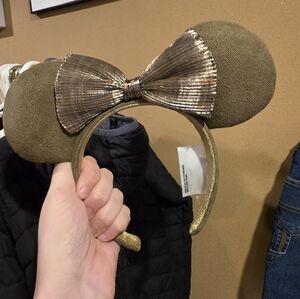 Olive Green Ears with Metallic Bow